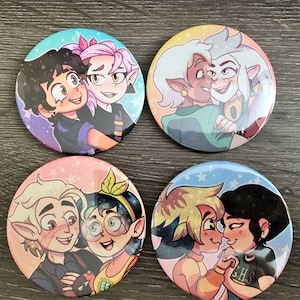 The Owl House Pins Holographic or Glossy Buttons | Lumity Huntlow Raeda Veesha OTP Owl House Fan Gift