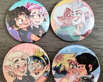 The Owl House Pins Holographic or Glossy Buttons | Lumity Huntlow Raeda Veesha OTP Owl House Fan Gift