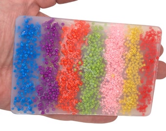 Picking Pad Fidget Pick Palette Toy - Rectangle Rainbow Textured for Picking, Digging and Peeling