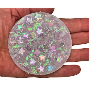 Iridescent Star Picking Pad Fidget Pick Palette Toy - Circle shape, Star-Packed, Textured for Picking, Digging and Peeling