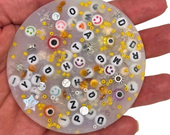 The Happiest Picking Pad Fidget Pick Palette Toy - Circle Sunshine and Smiles Textured for Picking, Digging and Peeling