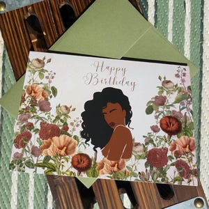 Boho Blumen Geburtstagskarte / Geburtstagskarten / Schwarze Geburtstagskarten für Mädchen / süße Geburtstagskarten