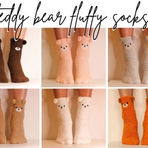 Hand Packed Cute Bear Teddy Emotional Super Soft Fluffy Socks