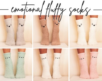 Hand Packed Cute Emotional Super Soft Fluffy Socks