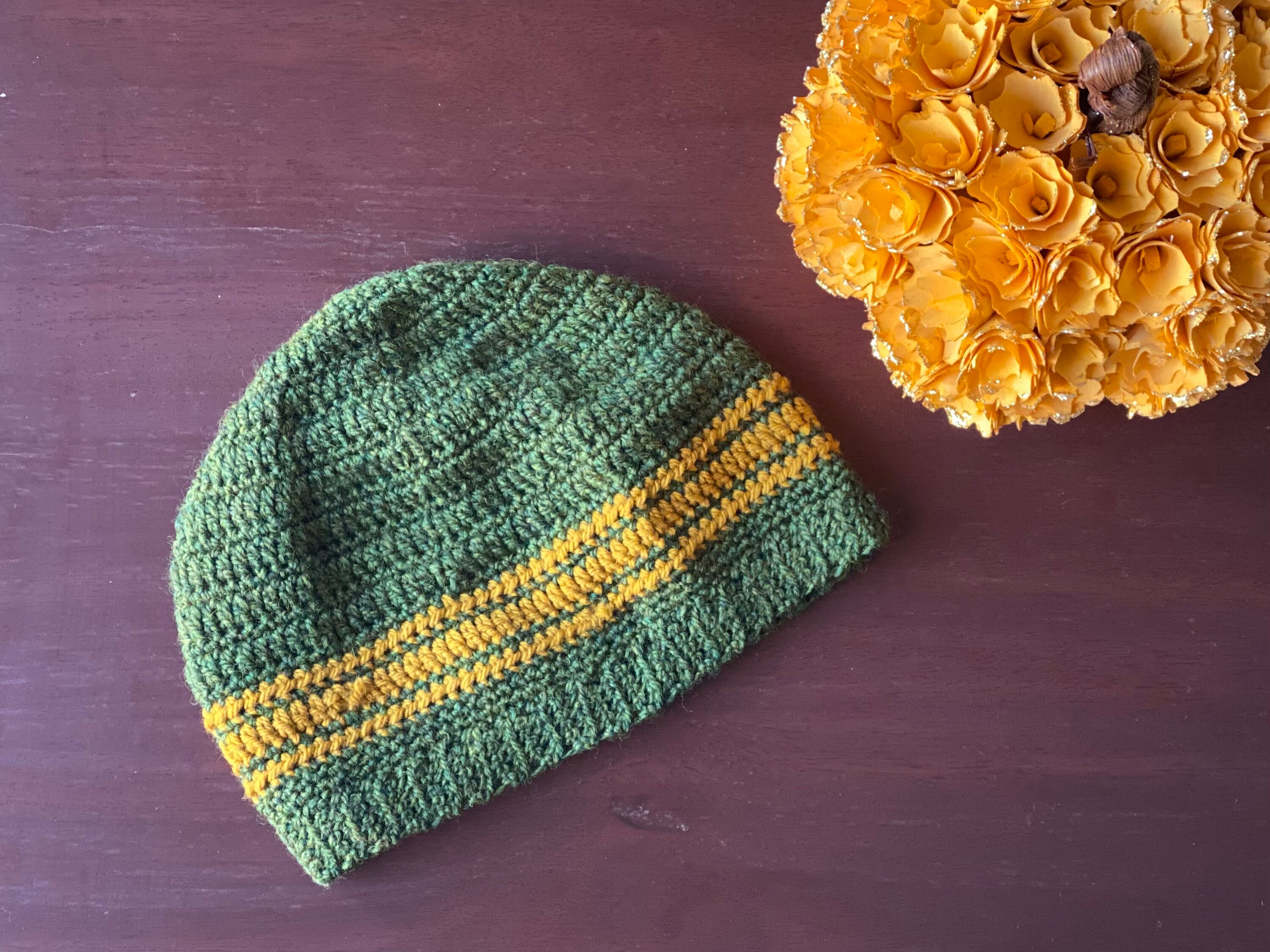 Green \u0026 Gold Beanie | Etsy