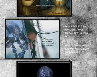 Three digital downloadable files. Humorous Sci Fi wall art and decor