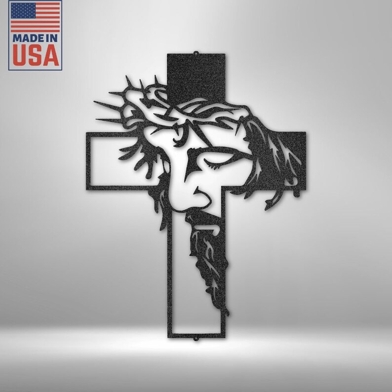 Jesus Cross Metal Art Christ Cross Wall Decor Religious Etsy