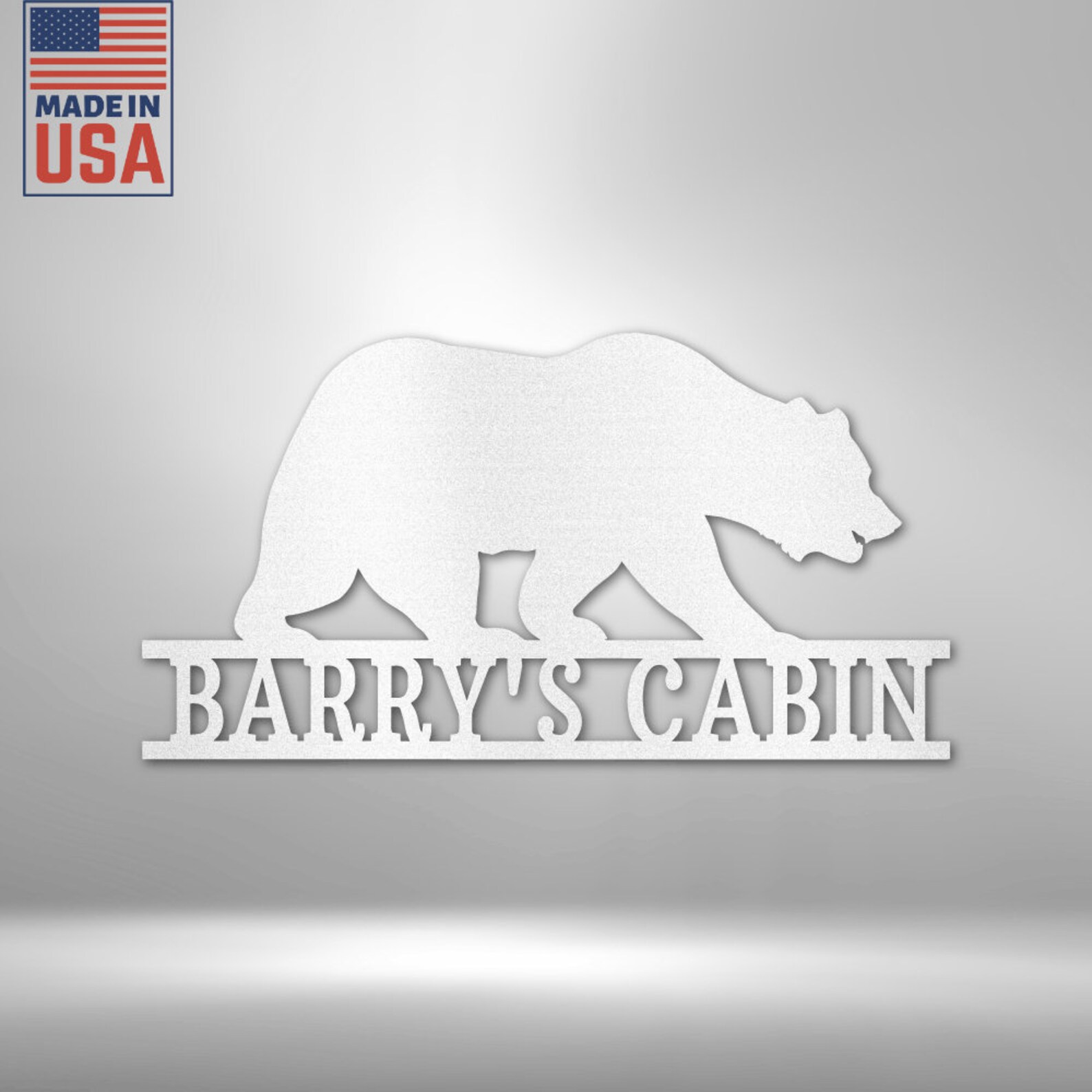 Personalized Cabin Bear Metal Sign Outdoor Cabin Sign Etsy