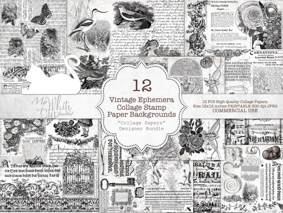 ジャンクジャーナル、インク節約、スタンプ用紙、コラージュ用紙