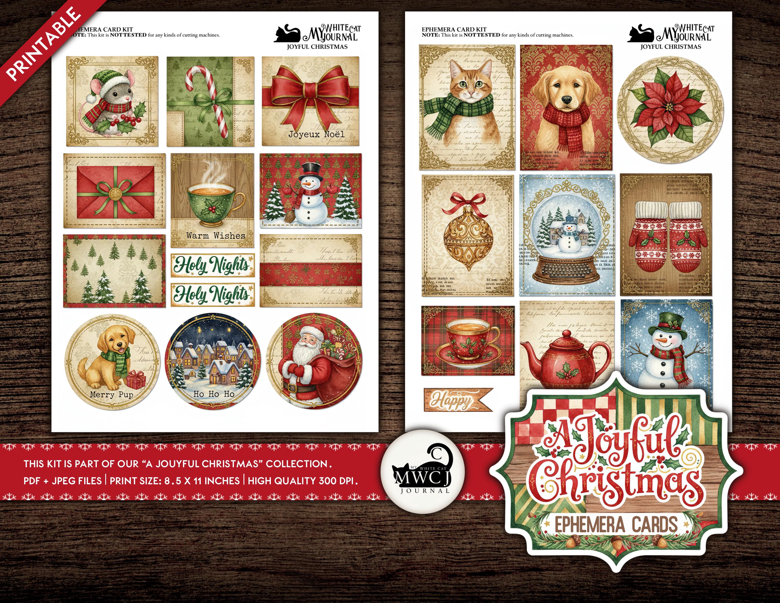 Christmas Junk Journal Kit | Vintage Ephemera Printable Pages ...