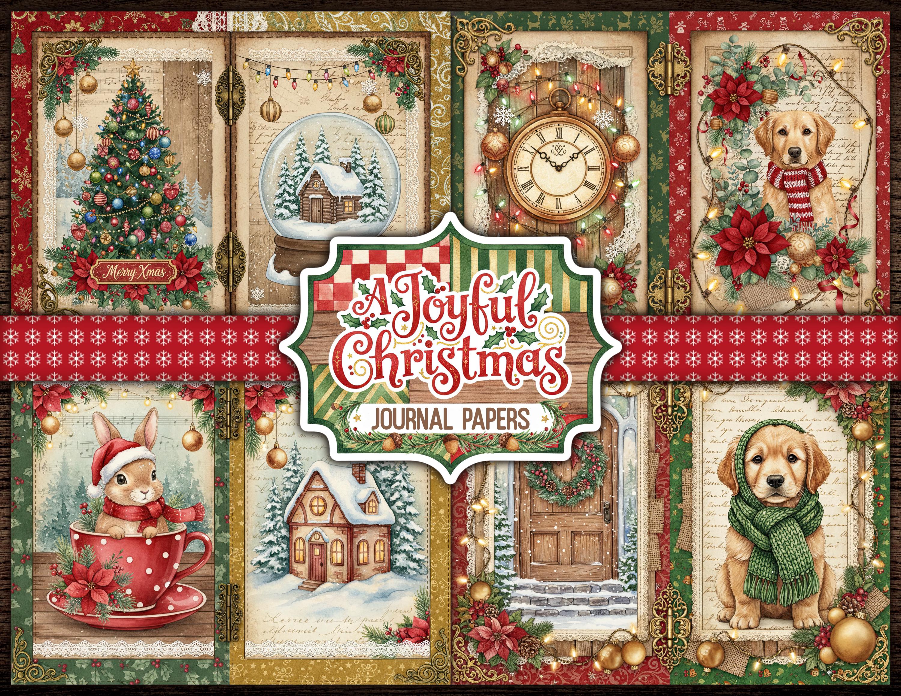 Christmas Junk Journal Kit | Vintage Printable Ephemera Pages | Holiday ...