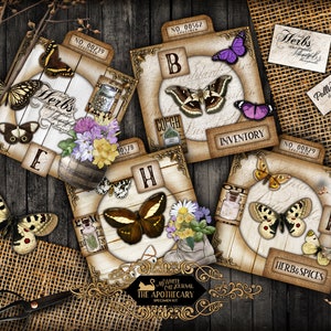 Journal indésirable, apothicaire, spécimens de cartes, imprimable, éphémères, kit de journal indésirable, papillon, carte florale, album de coupures, téléchargement numérique