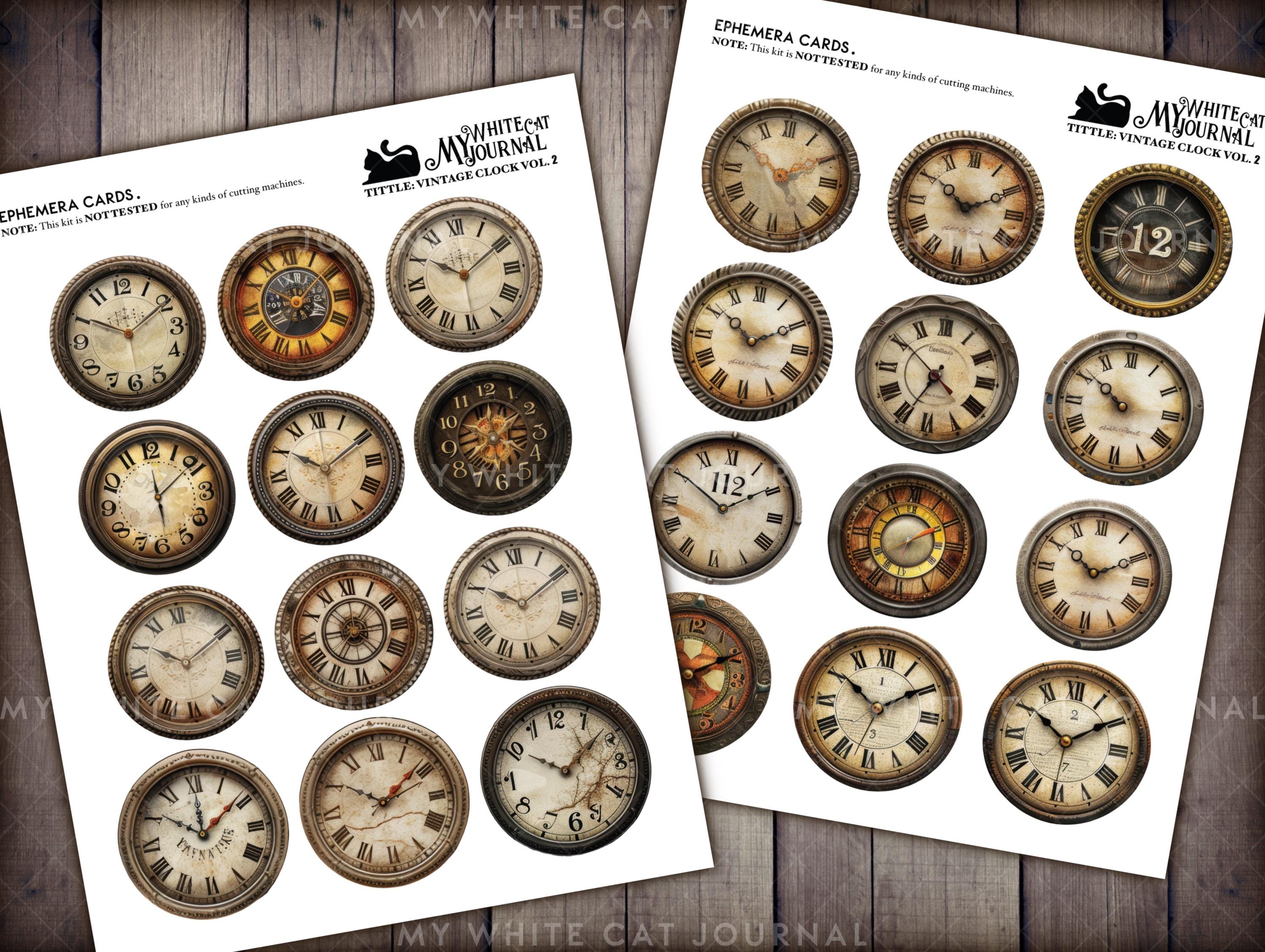 Printable Clock Kit Printable Clock Faces for Junk Journals – Vintage Ephemera, Fussy Cut ...