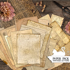 Junk Journal, Handwritten, Old Letters, Vintage, Antique, Ephemera, Old Paper, Scrapbook, Printable, Digital Download