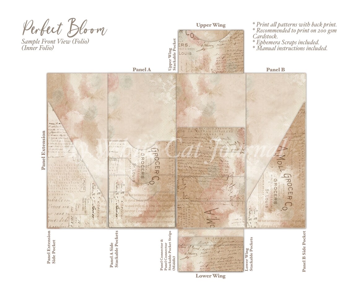 Junk Journal Kit, Folding Folio, Bloom, Trifold Folio, Loaded Folder ...