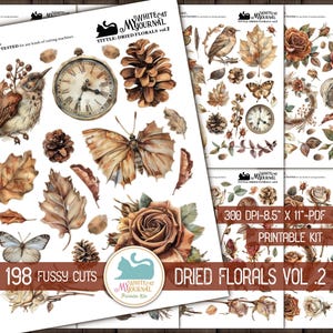 Vintage Rose Stickers | Dried Flower Art Fussy Cut | Junk Journal Ephemera | Cottagecore Botanical Scrapbook Supplies