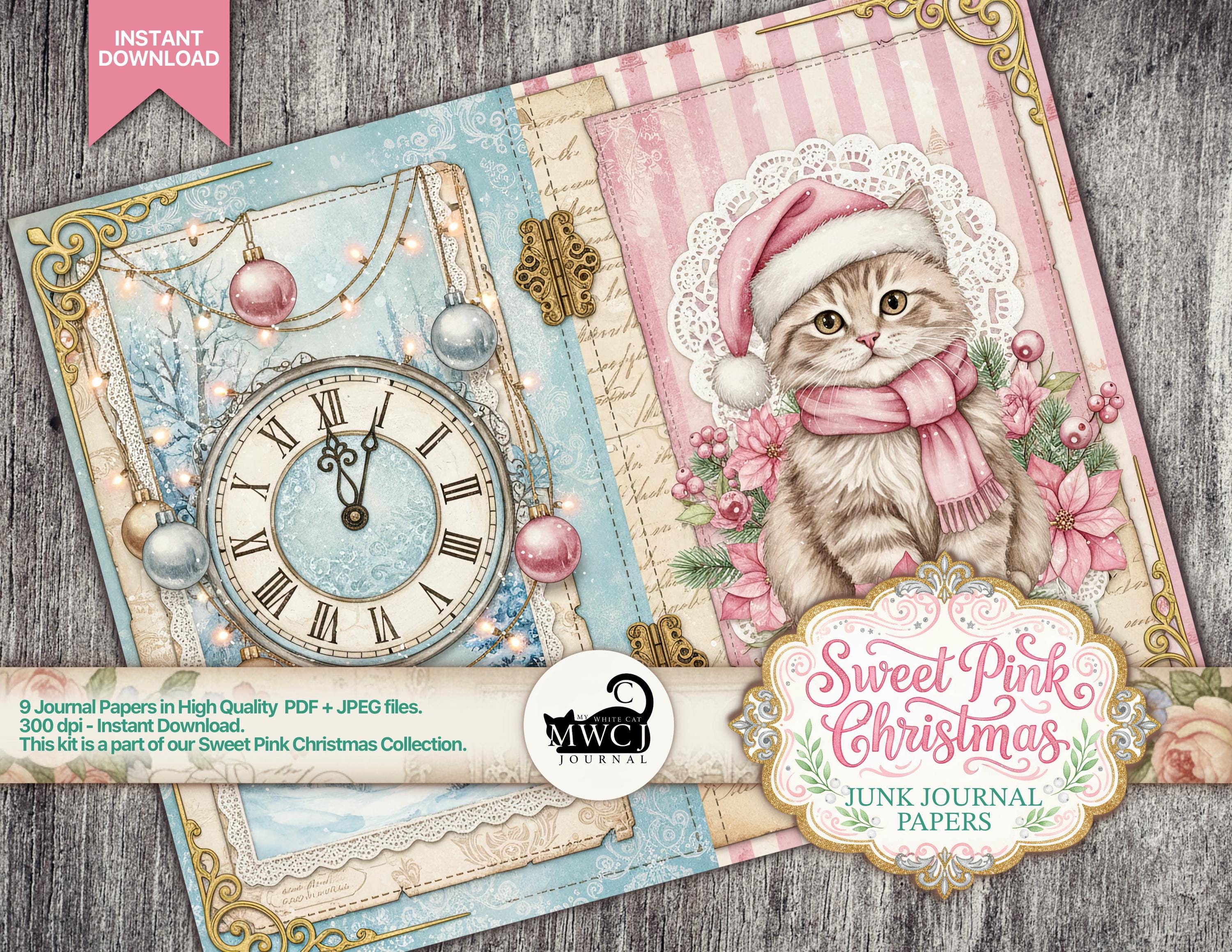 Pink Christmas Junk Journal Kit | Vintage Holiday Printable Pages ...