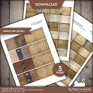 Junk Journal, Vintage Miniature Book, Printable, Junk Journal Kit, Collage Sheets, Mini Journaling, Craft Kit, Scrapbook, Digital Download