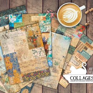 Diario spazzatura, carta stampabile, carta per collage, lavagna principale, effimera, shabby, confezione di carta, album, download digitale