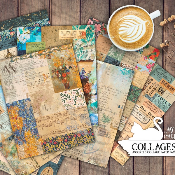 Junk Journal, Printable Papers, Collage Paper, Master Board, Ephemera, Shabby, Paper Pack, Scrapbook, Digital Download