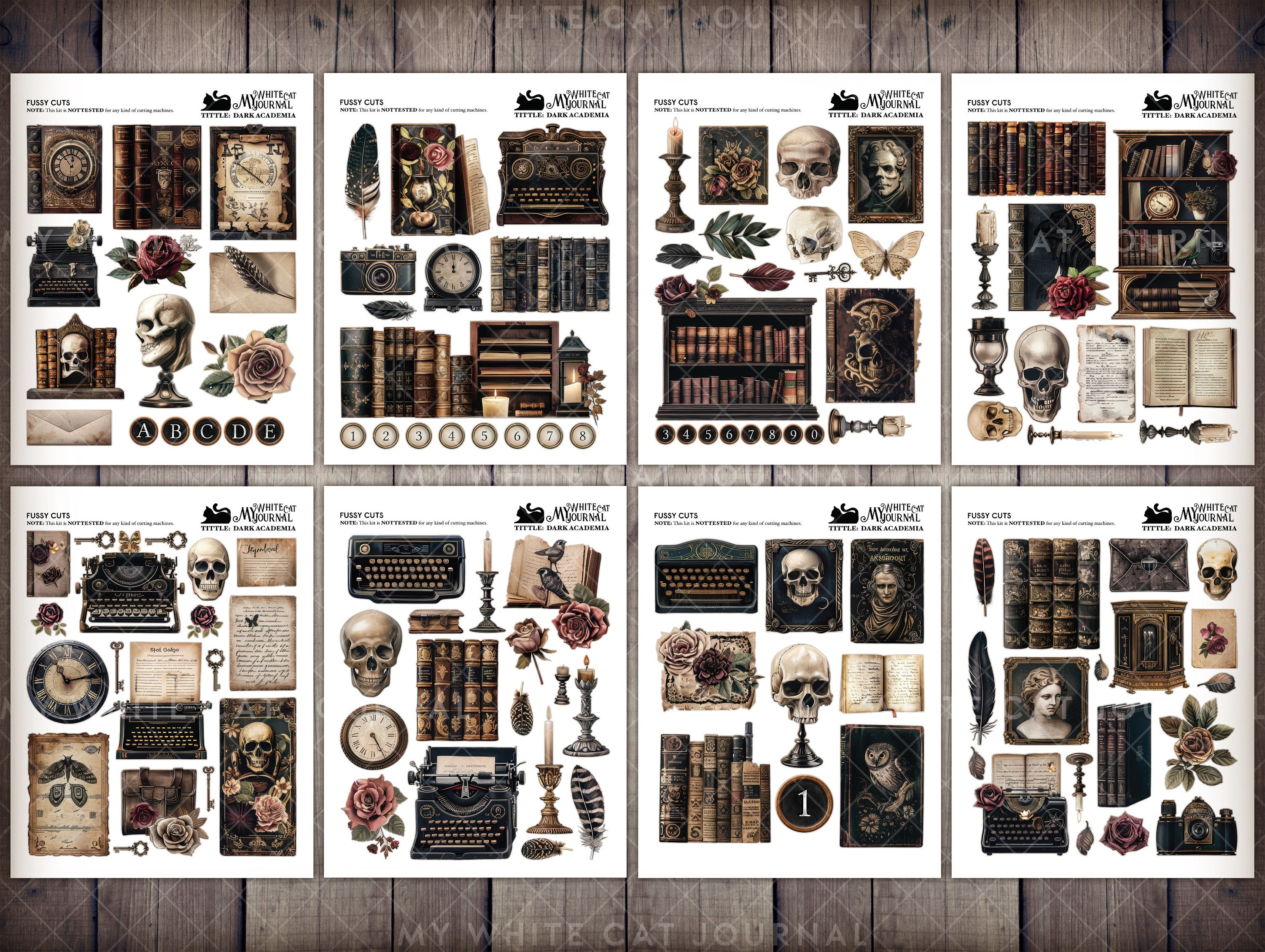 Dark Academia Printable Stickers | Gothic Ephemera Kit | Junk Journal ...