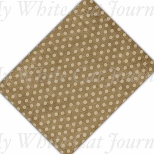 May include: A brown background with a white polka dot pattern. The background has a textured look, like old paper.