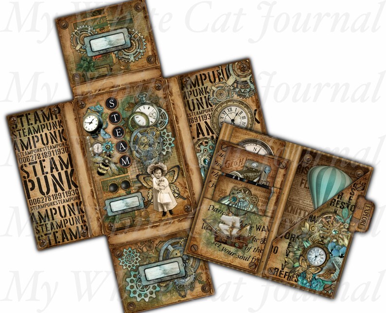 Junk Journal Steampunk Folding Folio Printable Folio Kit - Etsy