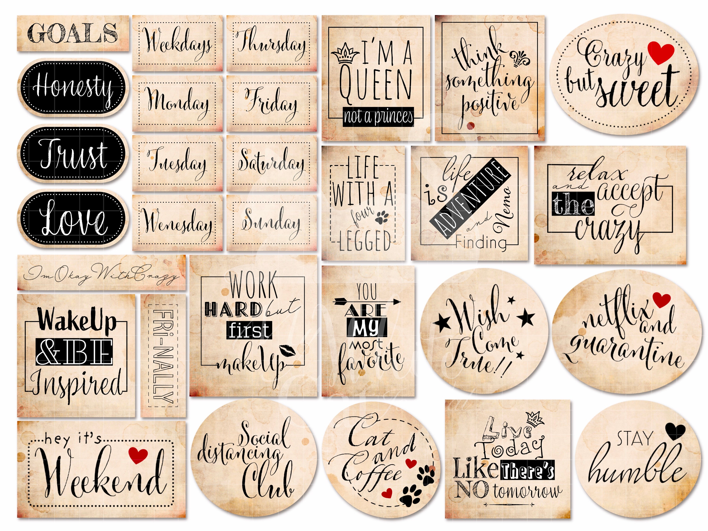 Quote Stickers For Journaling- Vintage Scrapbooking Supplies Kit For  Adults, Small Talk Stickers Phrase Word Notebook Diy For Art Junk Journal  Planners Collage Album Aesthetic Embellishment - Temu New Zealand