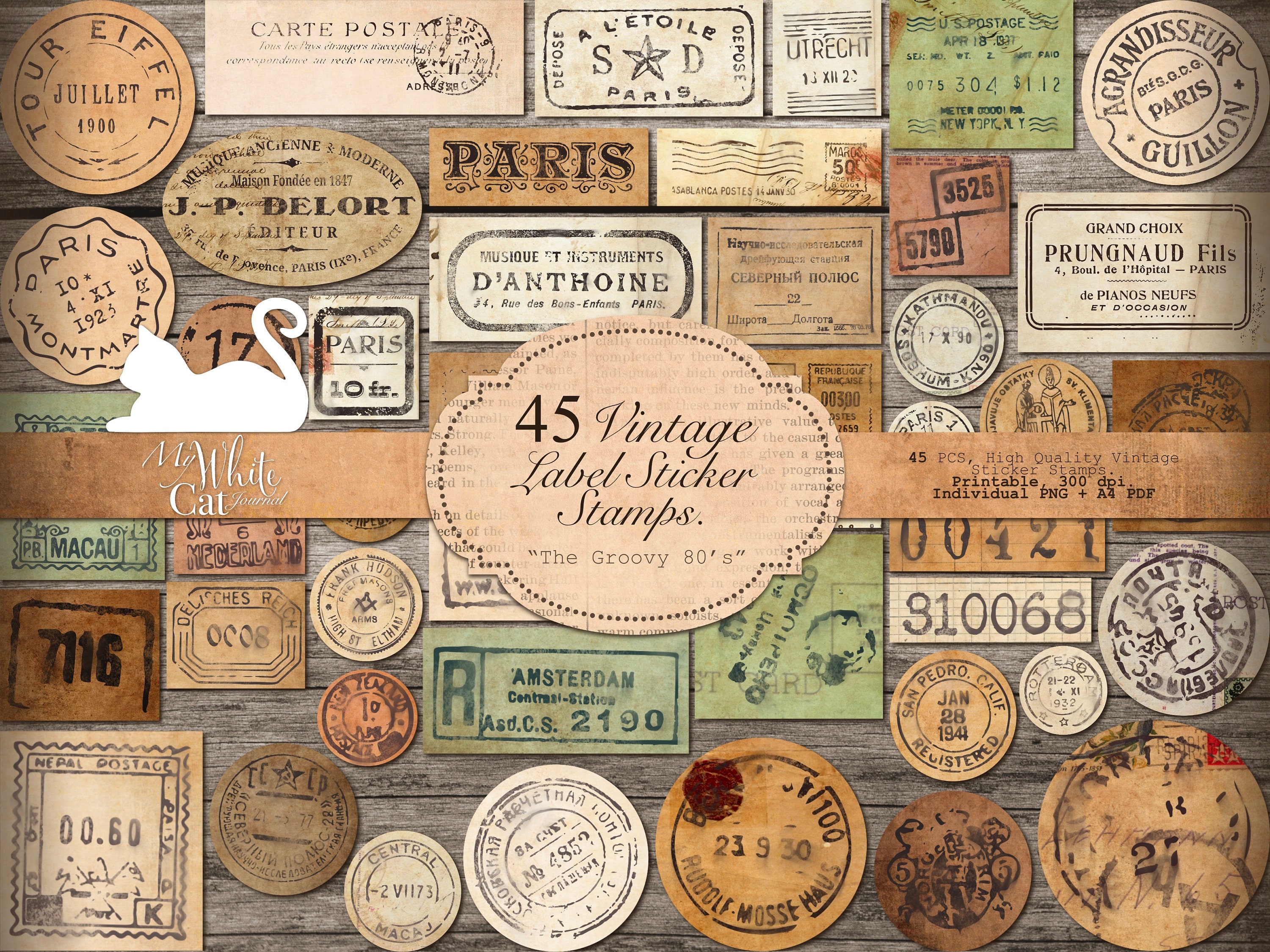 junk journal stickers printable label sticker vintage etsy