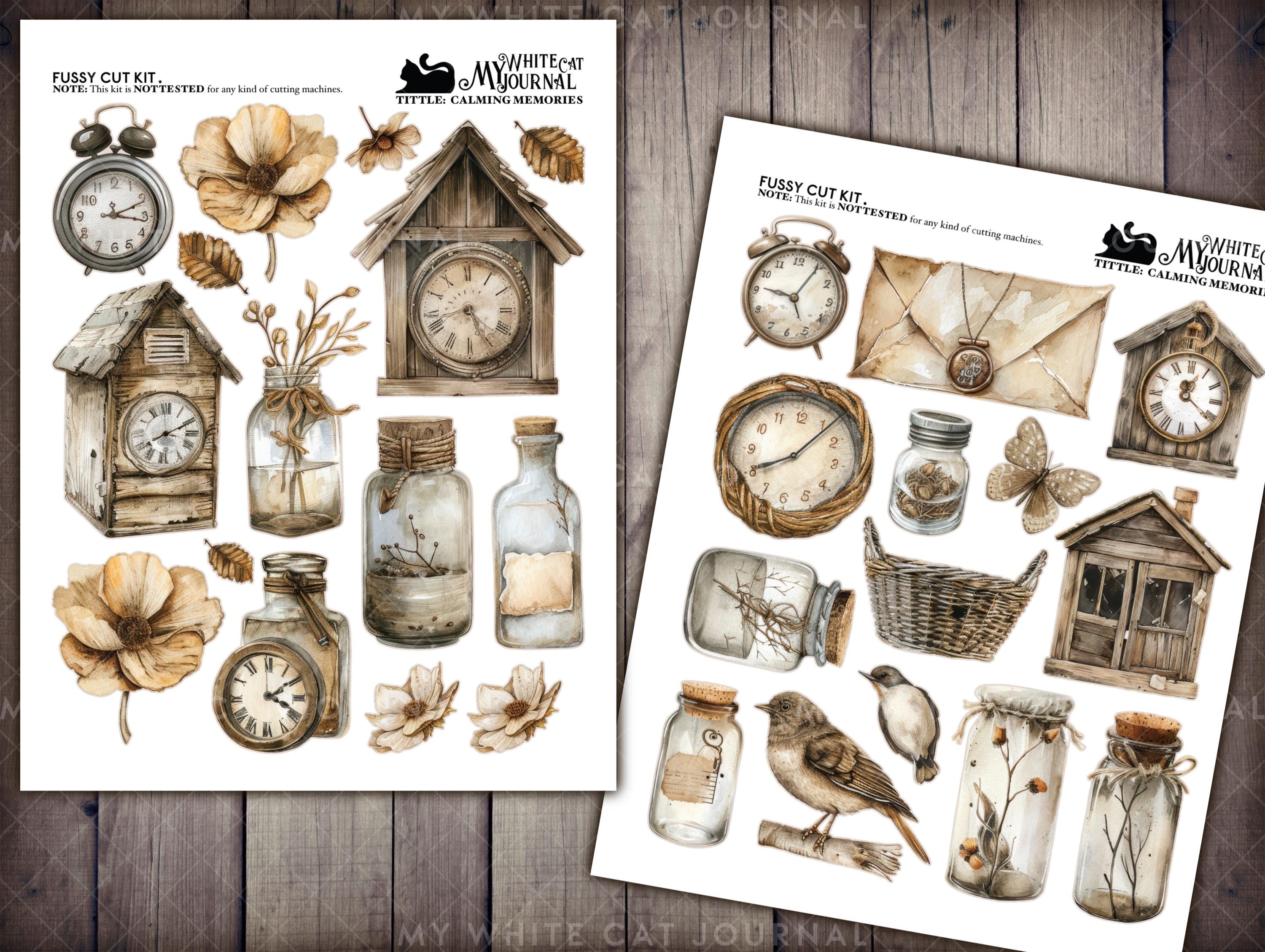 Vintage Junk Journal Stickers | Printable Ephemera Kit | Scrapbook ...