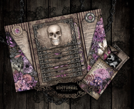 Junk Journal, Nocturnal, Grunge, Folio, Folding Folio, Gatefold, Craft Kit, Printable, Collage Sheets, Scrapbook, Digital Download