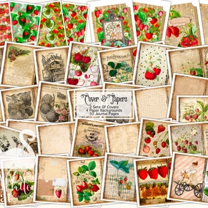 Junk Journal, Sweet Strawberry, DELUXE, Craft Kit, Ephemera, Junk Journal, Collage Sheet, Papers, Scrapbook, Printable, Digital Download