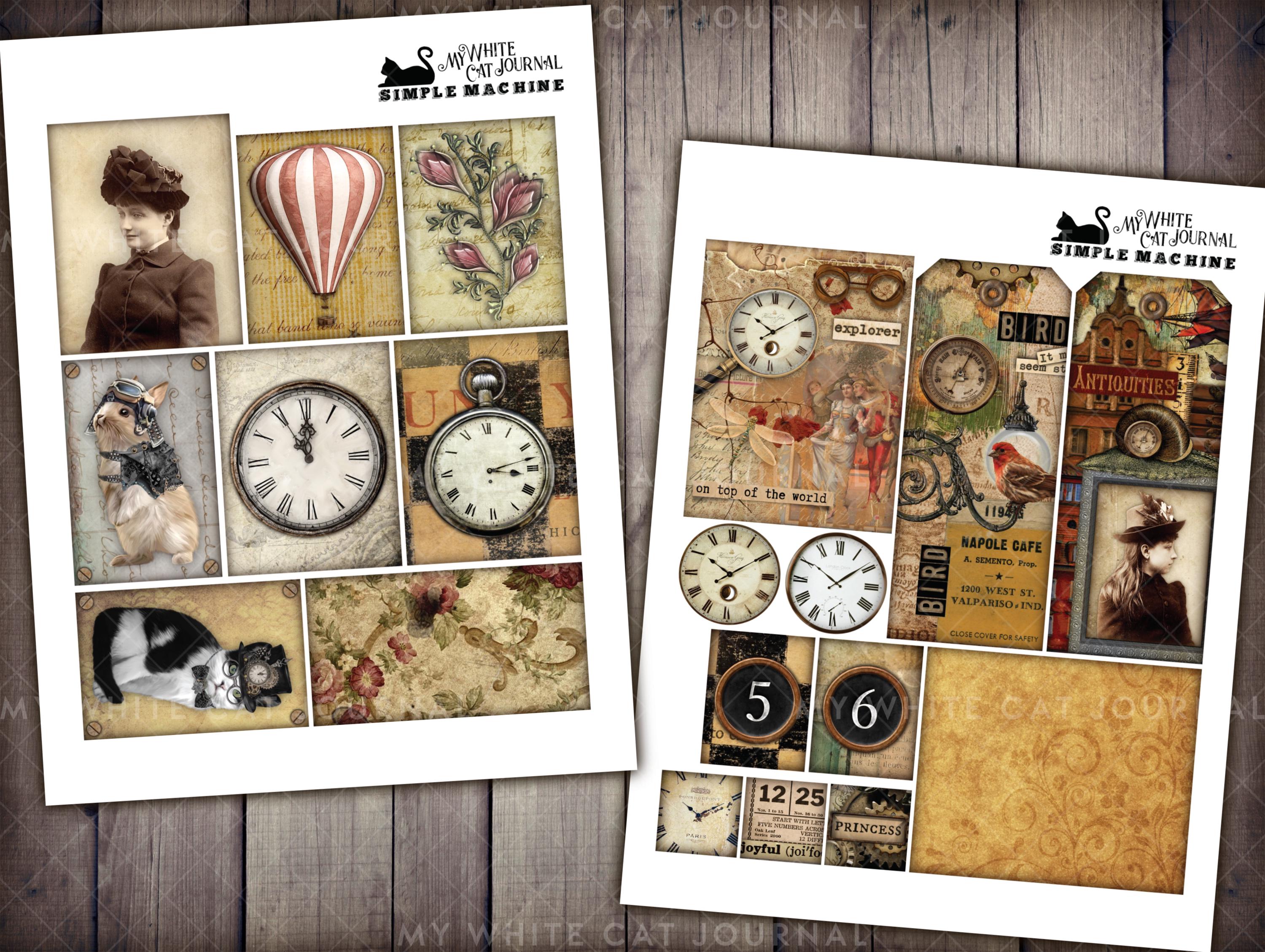 Junk Journal, Printable Folio Kit, Steampunk, Simple Machine, Folding ...