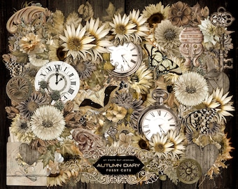 Autumn Junk Journal Stickers | Vintage Fall Ephemera Kit | Printable Scrapbook Clipart