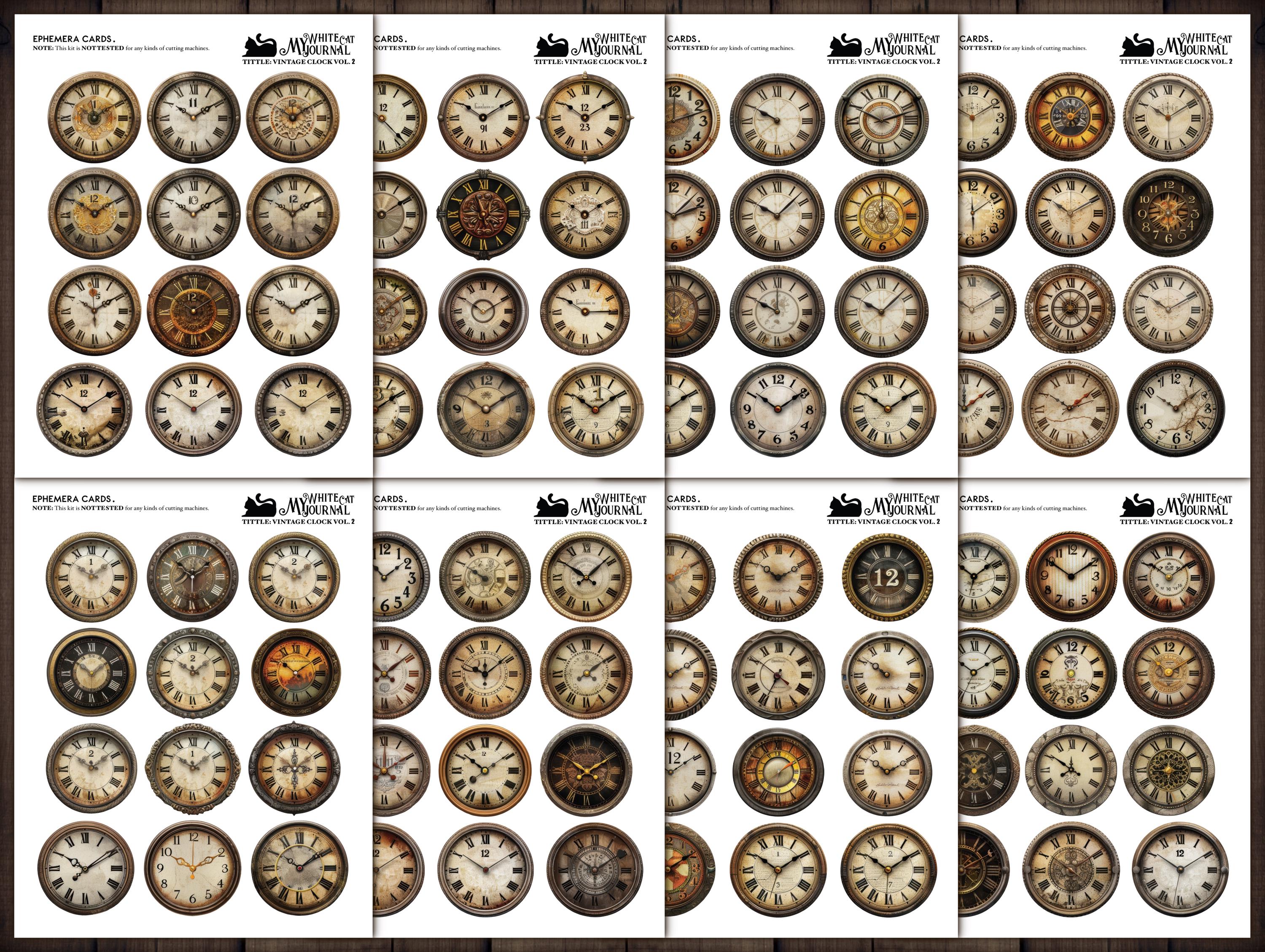 Printable Clock Kit Printable Clock Faces for Junk Journals – Vintage Ephemera, Fussy Cut ...