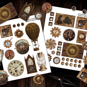 Junk Journal, Steampunk, Fussy Cut, Victorian, Ephemera, Printable, Collage Sheets, Sticker, Embellishments, Scrapbook, Digital Download image 4