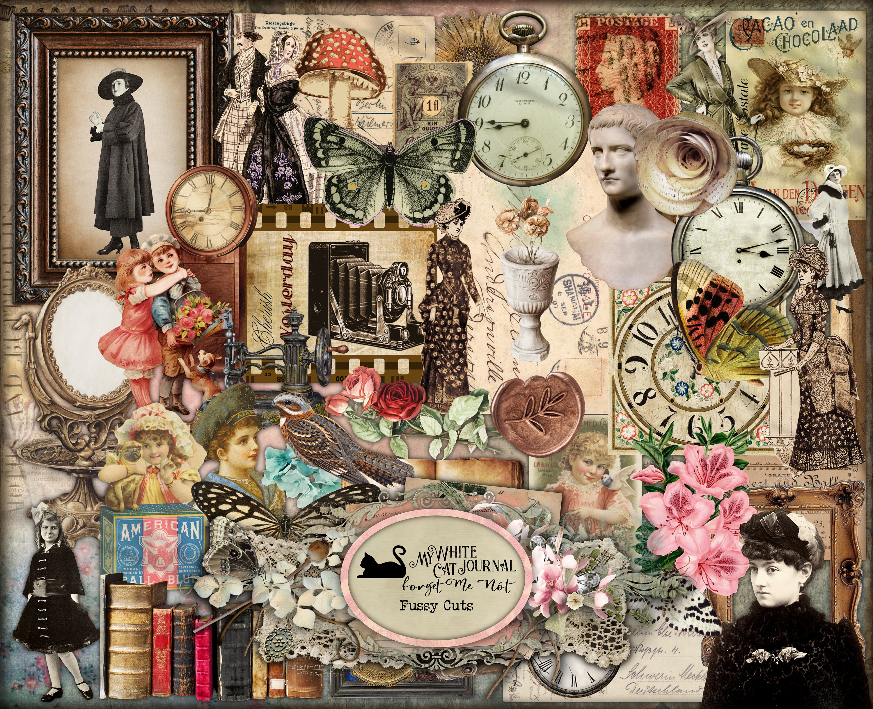 Junk Journal, Printable, Victorian, Fussy Cuts, Collage Sheets, Shabby, Neutral, Sticker, Embellishments, Scrapbook, Digital Download
