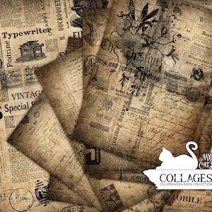 Junk Journal, Collage Paper, Vintage, Ephemera, Paper Pack, Newspaper, Magazine, Printable, Scrapbook Paper, Digital Download