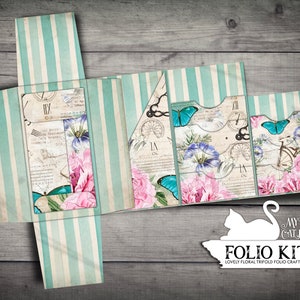 Junk Journal, Folding Folio, Loaded Folder, Lovely Floral, Trifold Folio, Ephemera, Collage Sheets, Scrapbook, Printable, Digital Download