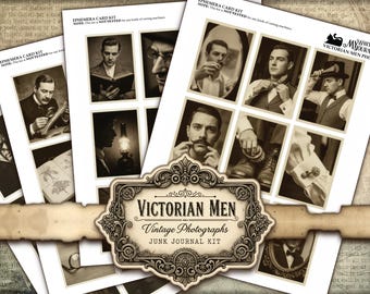 Victorian Men Ephemera Kit | Printable Gentleman Portraits for Junk Journals | Digital Collage Sheets