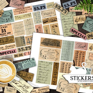 Junk Journal, Label Stickers, Number, Vintage, Ephemera, Collage