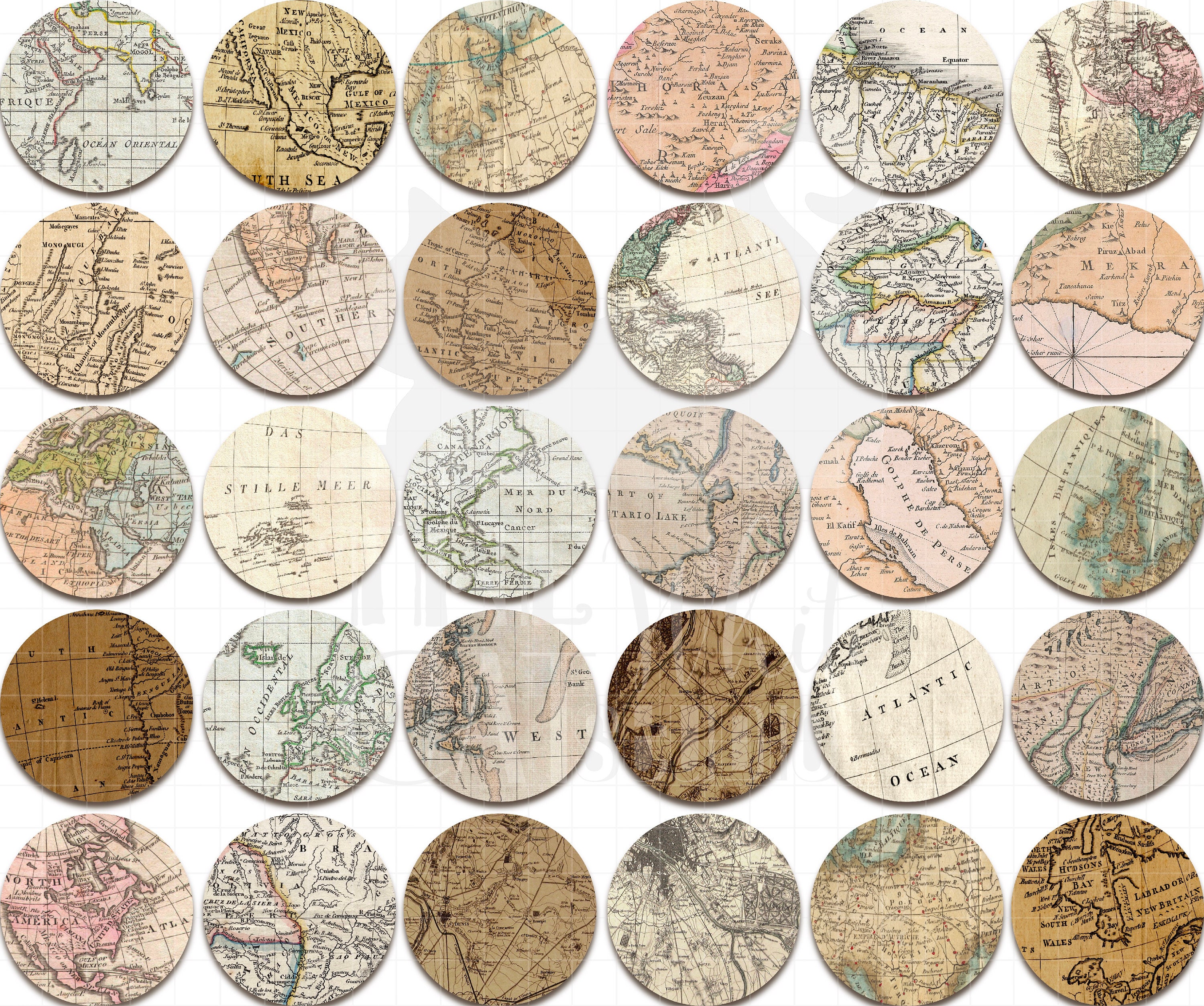 Junk Journal, Vintage Map, Stickers, World Map, Printable, Collage ...
