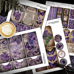 Junk Journal, Purple, Folio, Folding Folio, Trifold, Ephemera, Amethyst, Craft Kit, Printable, Collage Sheets, Scrapbook, Digital Download image 4