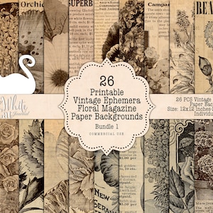 Junk Journal, pagine di riviste vintage, stampabili, floreali, giardinaggio, riviste, carta, sfondi, album, stampabili, download digitale