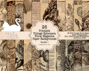 Skräpjournal, Vintage Tidskriftssidor, Utskrivbar, Blommor, Trädgårdsskötsel, Tidskrifter, Papper, Bakgrunder, Scrapbook, Utskrivbar, Digital Nedladdning