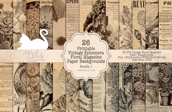 Junk Journal, Vintage Magazine Pages, Printable, Floral, Gardening, Magazines, Paper, Backgrounds, Scrapbook, Printable, Digital Download