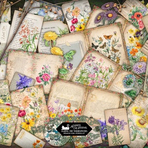 Junk Journal Kit, Among The Wildflowers, Ephemera, Printable, Collage Sheet, Craft Kit, Junk Journal, Paper, Scrapbook, Digital Download