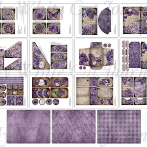 Junk Journal, Purple, Folio, Folding Folio, Trifold, Ephemera, Amethyst, Craft Kit, Printable, Collage Sheets, Scrapbook, Digital Download image 8