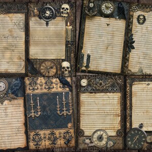 Junk Journal, Skulls and Ravens, Gothic, Printable, Lined Papers, Journal Paper, Signature Pages ...