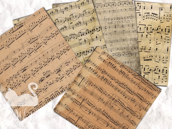Vintage Scrapbooking Material Paper Retro Burnt Design Musical Score Sheet  Music Aesthetics DIY Supplies for Arts Journaling Scrapbook Journals